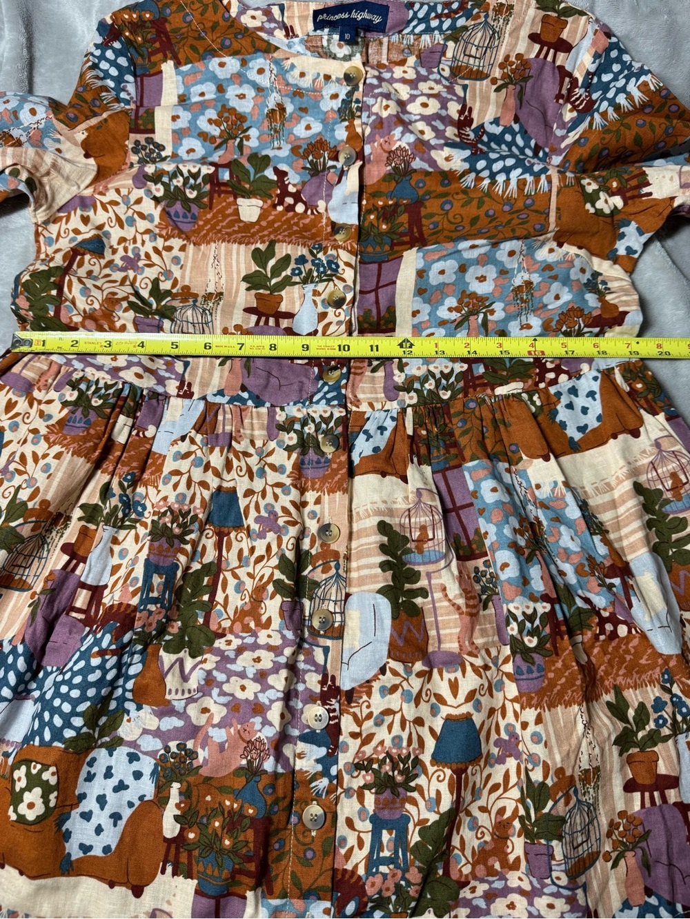 (Altered) Princess Highway cat print smock dress - Picture 6 of 8